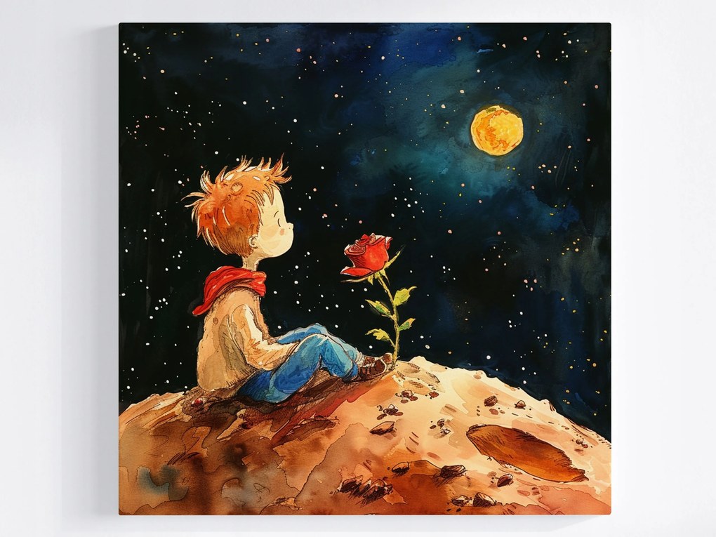 Canvas Vászonkép Gyerekek Kis Herceg Rózsa Kozmosz Bolygó Mese 40x40
