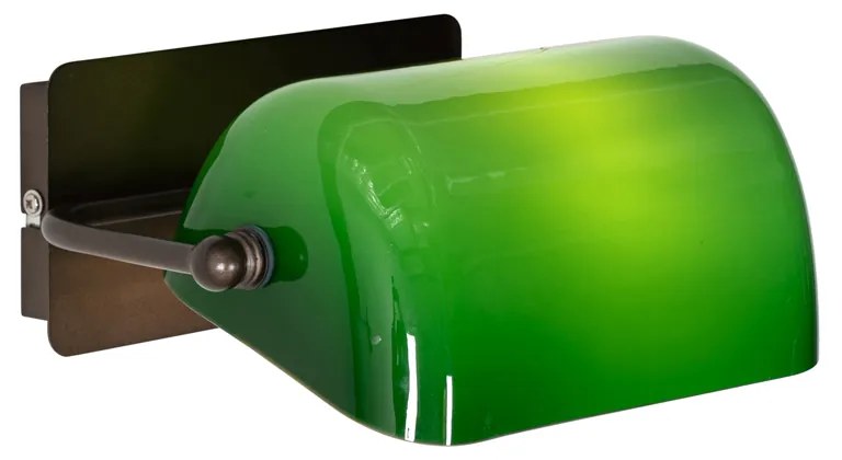 Klasszikus falilámpa sötét bronz zöld üveggel - Banker