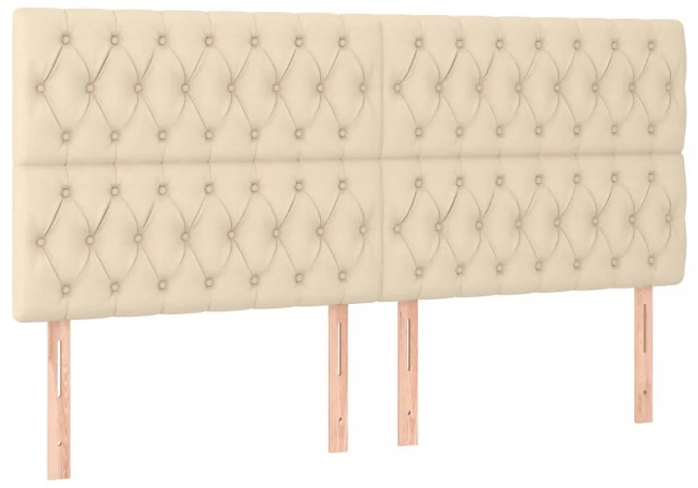 krémszínű szövet LED-es fejtámla 200x7x118/128 cm
