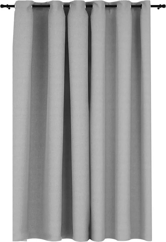 vidaXL szürke vászonhatású sötétítőfüggöny fűzőkarikával 290 x 245 cm