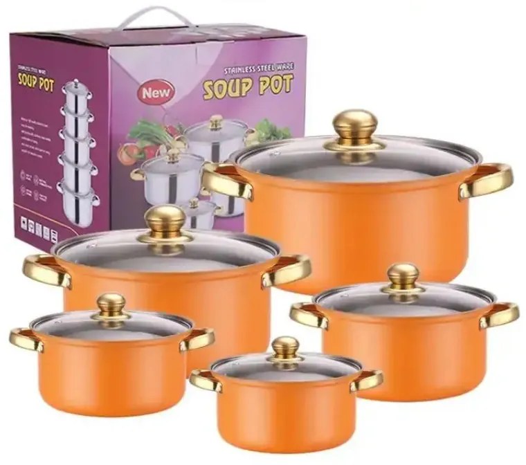 10 részes inox edénykészlet narancs G16