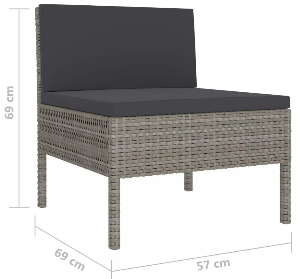 10 részes szürke polyrattan kerti bútorszett párnákkal