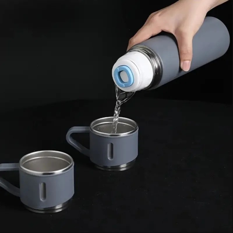 Termosz 500 ml 3 csészével HOT&COLD, bézs