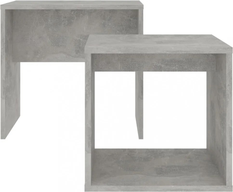 betonszürke szerelt fa dohányzóasztal szett 48 x 30 x 45 cm