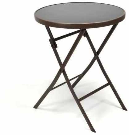 GARTHEN Kerti asztal összecsukható üveglappal barna