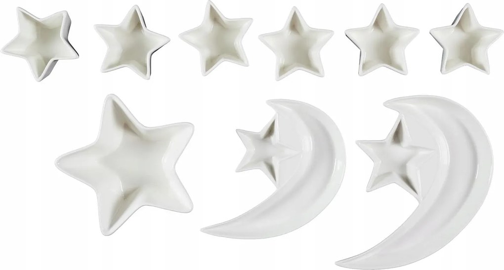 Cmp KA0604 Csillagok és holdak formájú kerámia tálkészlet, 9 darabos