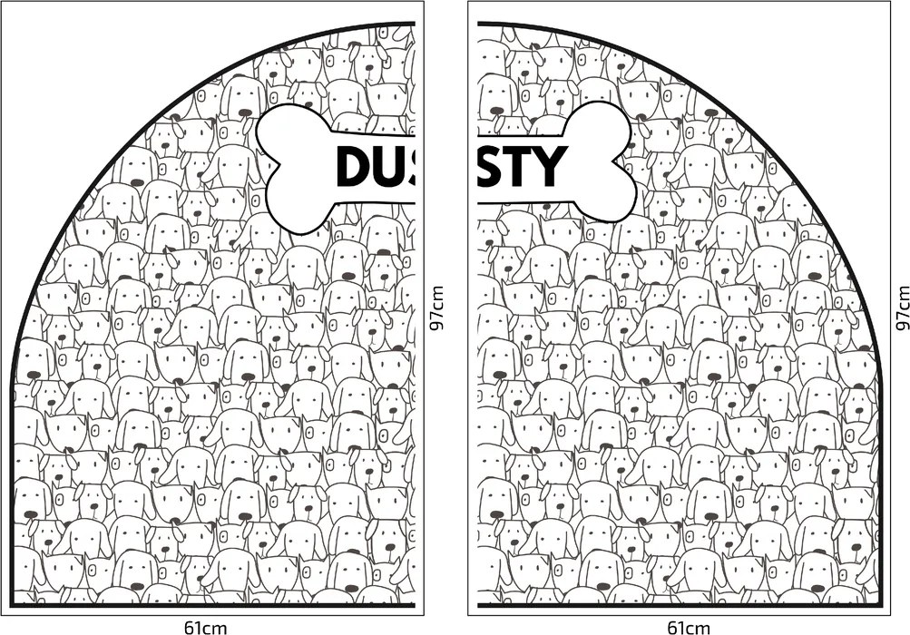 PIPPER. Védő textil falmatrica – Ív – Kutyák Méret: 120x96cm, Indíték: névvel
