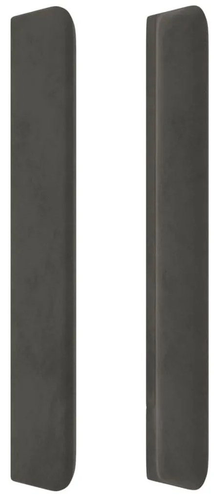 sötétszürke bársony LED-es fejtámla 147x16x118/128 cm