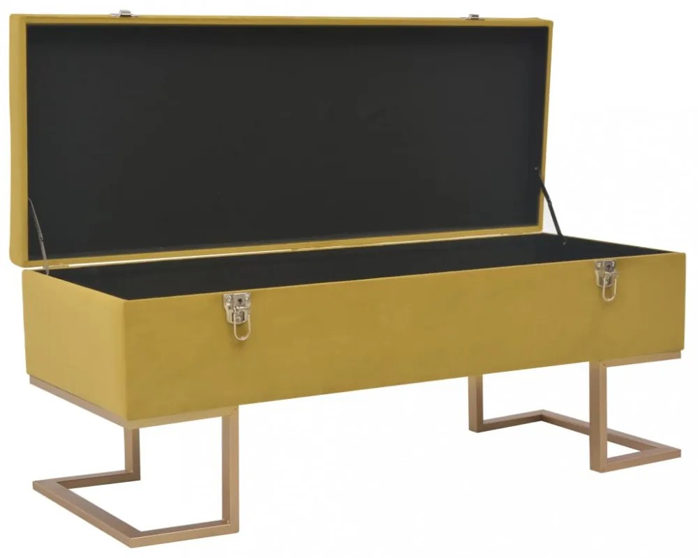 mustársárga bársonypad tárolórekesszel 105 cm