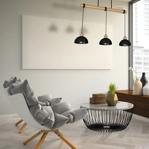 Csillár zsinóron ERIK 3xE27/60W/230V bézs/fekete