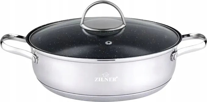 Acél Fazék Alacsony Ezüst 3,5L 24CM Zilner