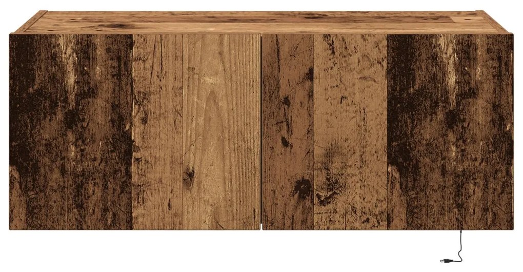TV Fali Szekrény LED Világítással Régi Fa 80x35x31 cm