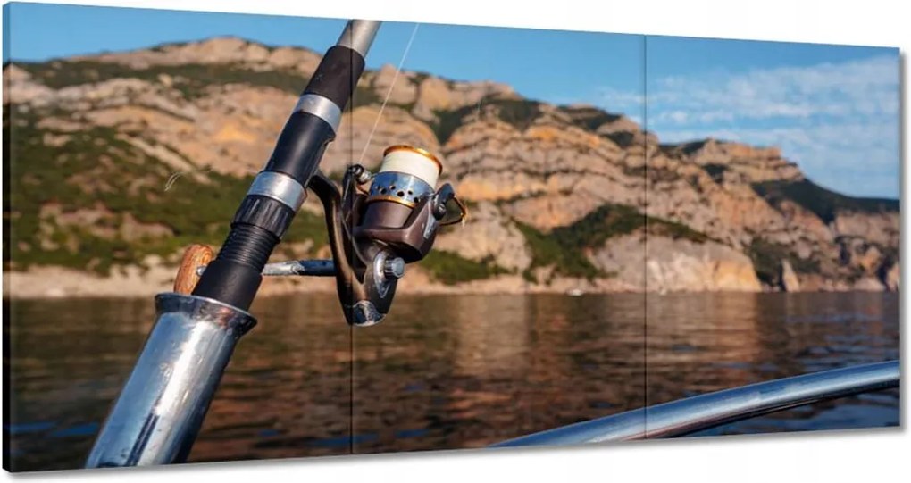 Vászonkép 180x90 Horgászbot vitorlás tenger