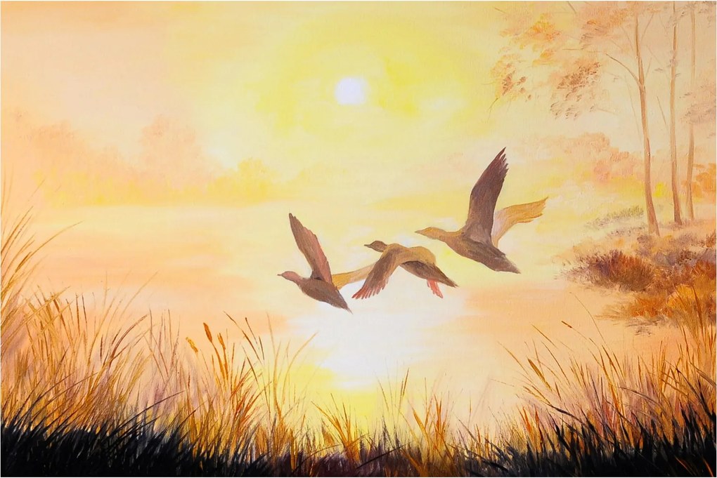 Kép - Daruk naplementekor (90x60 cm)