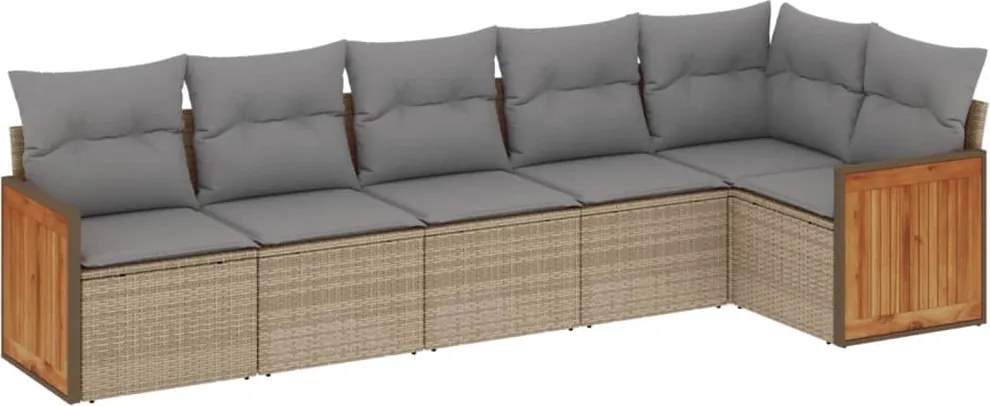 vidaXL 6 részes bézs polyrattan kerti ülőgarnitúra párnával