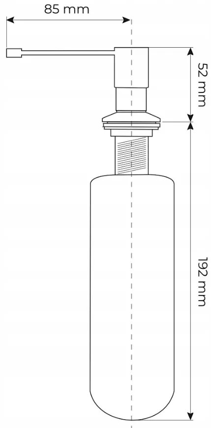 Mosogató minőségi felső, mosogatószer adagoló mosogatóhoz 400ml, acél, SKQ-DOZL-IX