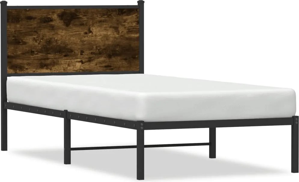 vidaXL füstös tölgy színű fém ágykeret matrac nélkül 80 x 200 cm