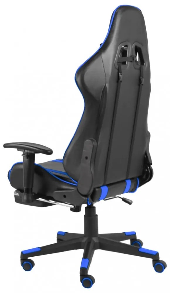 kék PVC forgó gamer szék lábtartóval
