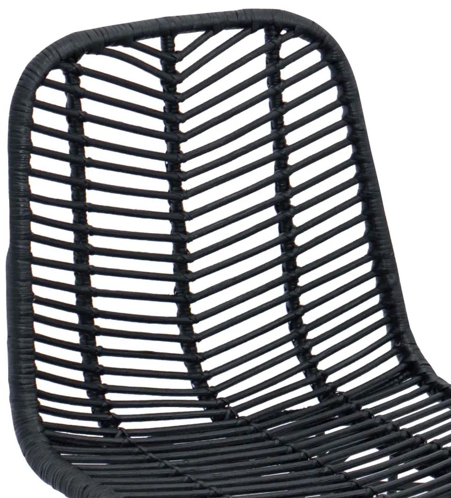 Bárszék 2 pcs Fekete 44,5 x 53 x 111 cm Rattan és Vas