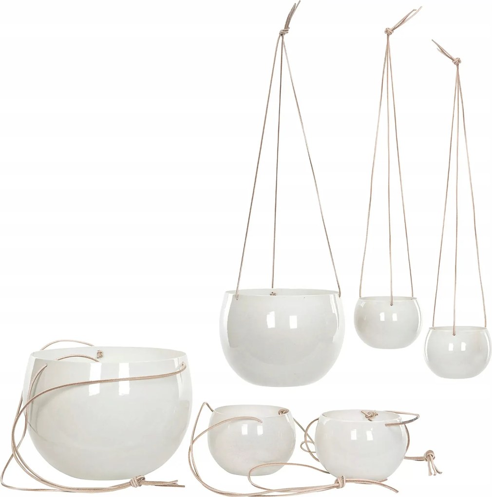 Függő Virágágyás Fém Fehér erkély terasz mennyezeti virágtartó 3 db