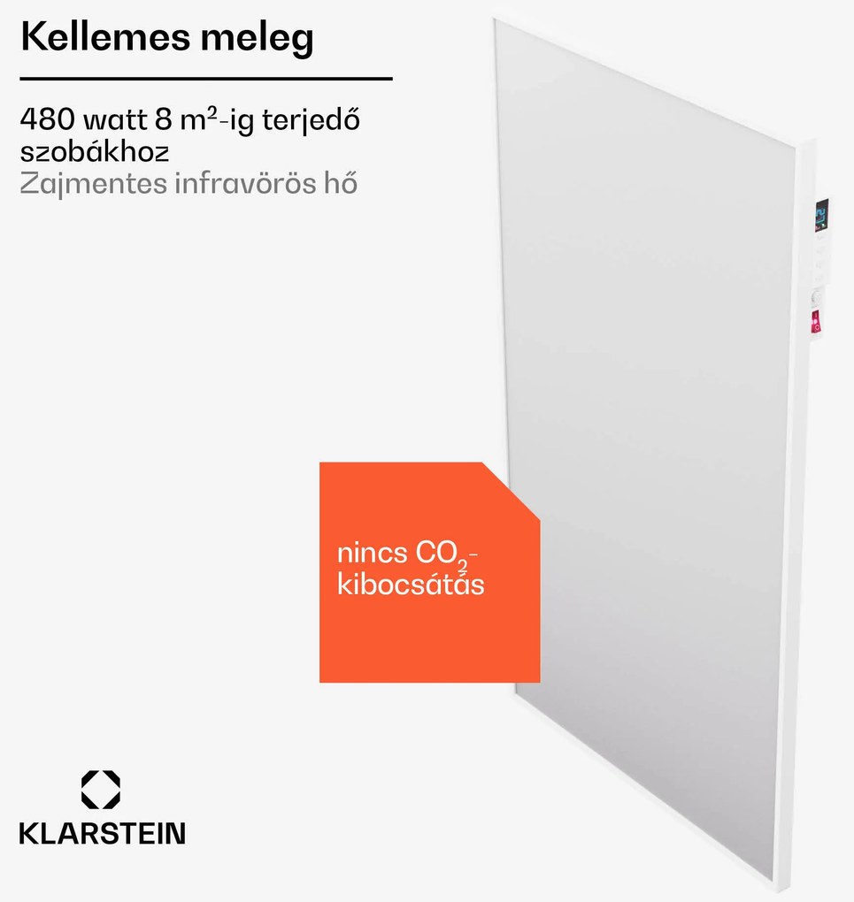 Klarstein Wonderwall Air Smart 480, infravörös hősugárzó, 50 x 90 cm, 480 W, alkalmazás