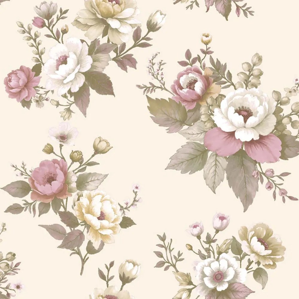 Parato Cristiana Masi Blooming Garden 11 Calliope barna-lila virágos vlies tapéta – 8330