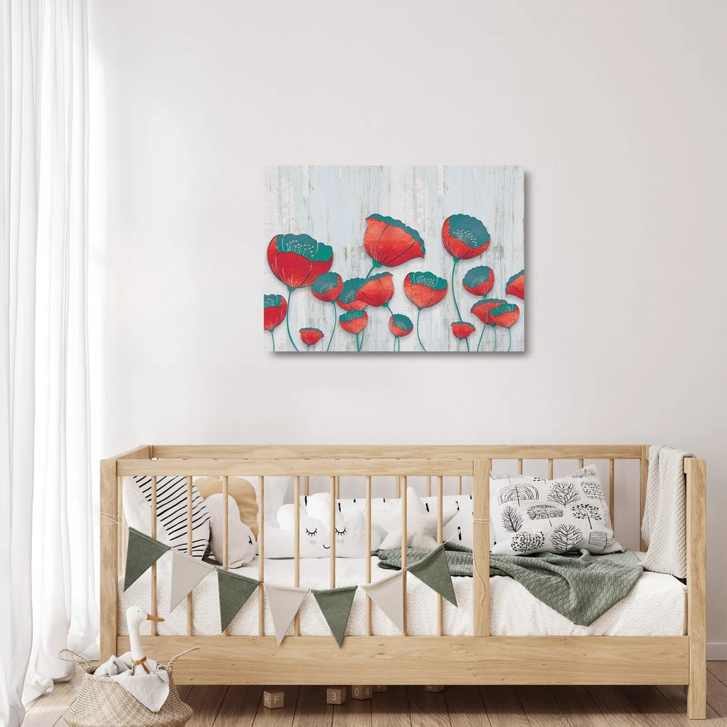 Kép - Pipacsok - kerozin (üvegen) (70x50 cm)