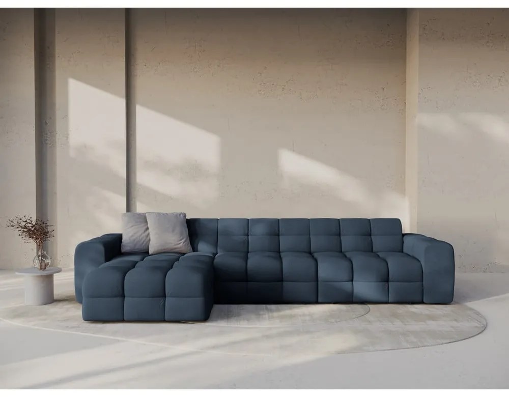 Sötétkék sarokkanapé (bal oldali-heverő résszel) Kendal – Micadoni