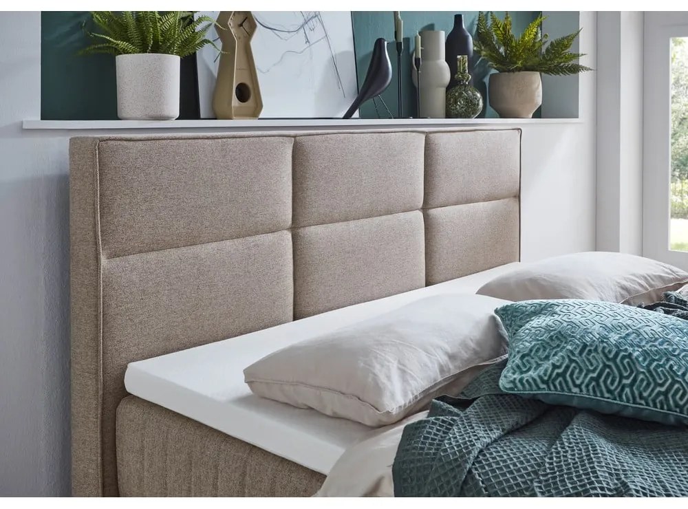 Bézs ágyneműtartós boxspring ágy 160x200 cm Tambo – Meise Möbel
