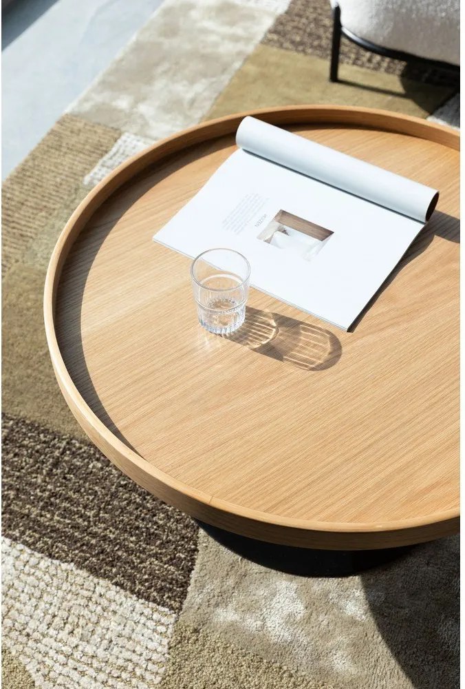 Natúr színű kerek dohányzóasztal tölgyfa dekoros asztallappal ø 70 cm Yuri L – White Label