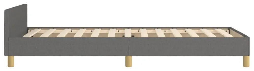 sötétszürke szövet ágykeret fejtámlával 90 x 200 cm