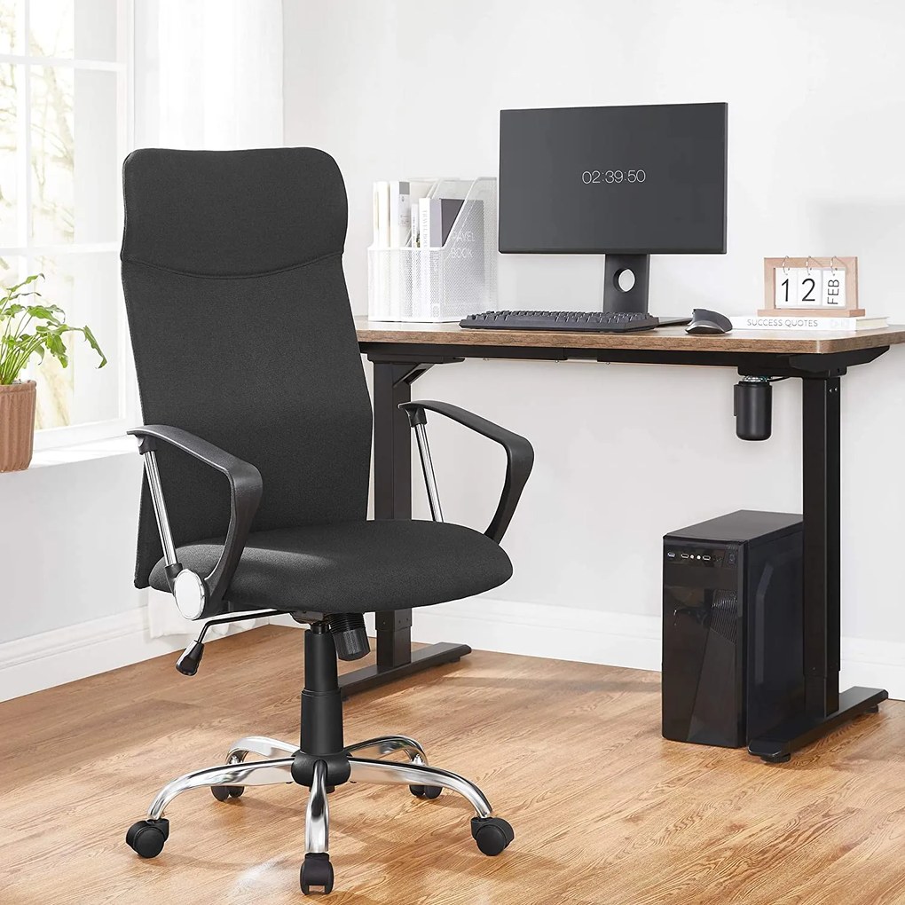 Ergonomikus irodai szék párnázott ülőfelülettel, állítható magassággal és hintafunkcióval, 120 kg teherbírással, fekete