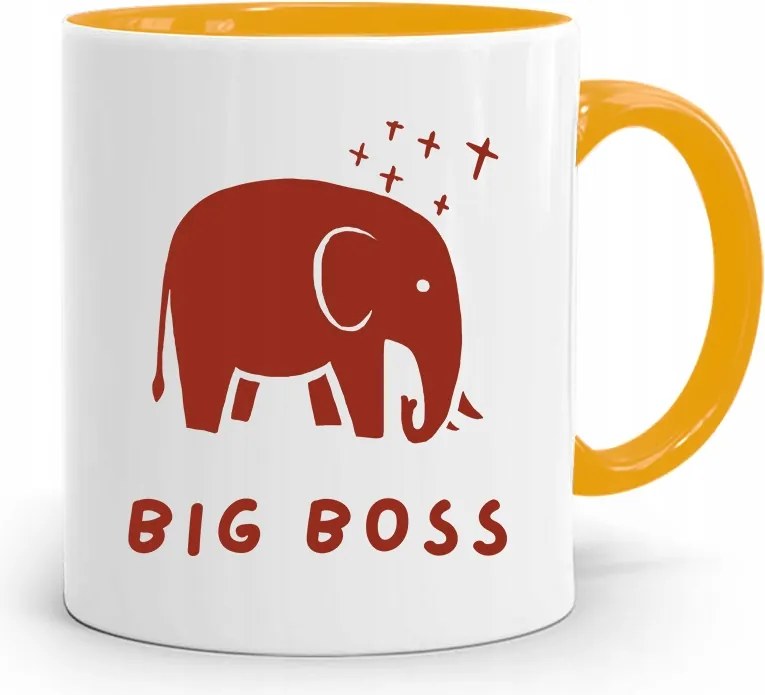 Sárga Bögre Ajándék Big Boss Főnöknek fényképes nyomtatással