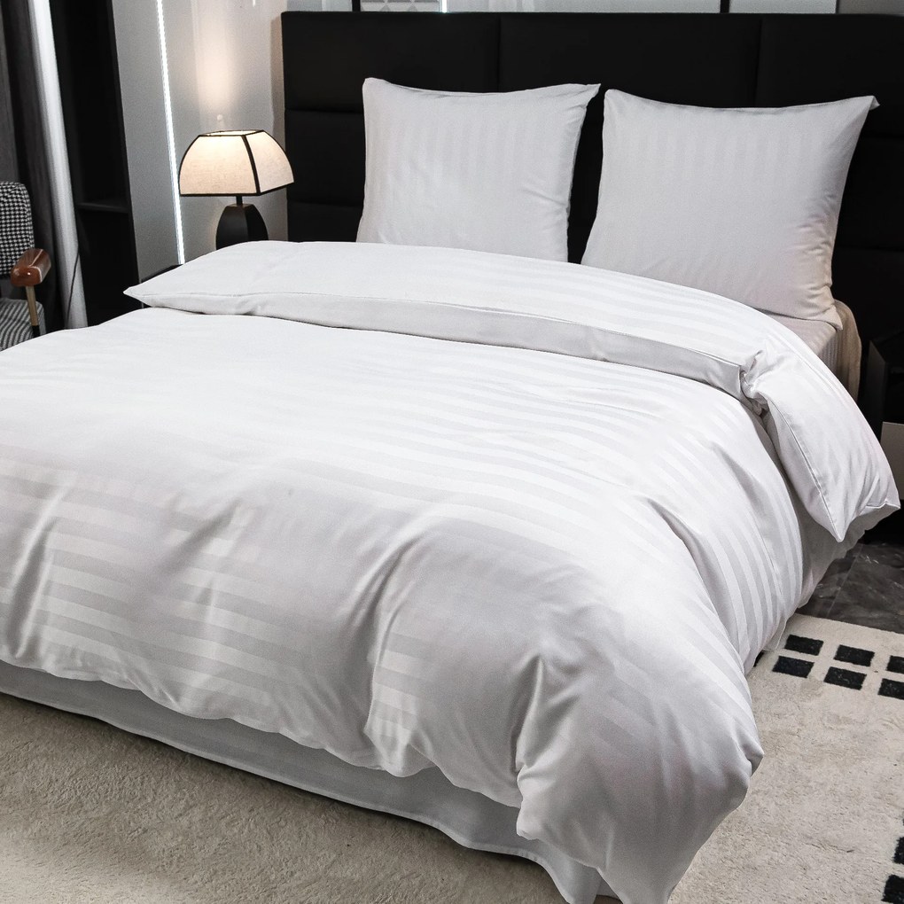 JASMINE mikroszálas szállodai ágyneműhuzat, fehér – 2 cm-es csíkos Ágyneműhuzat mérete: 2 db 70 x 90 cm | 200 x 220 cm