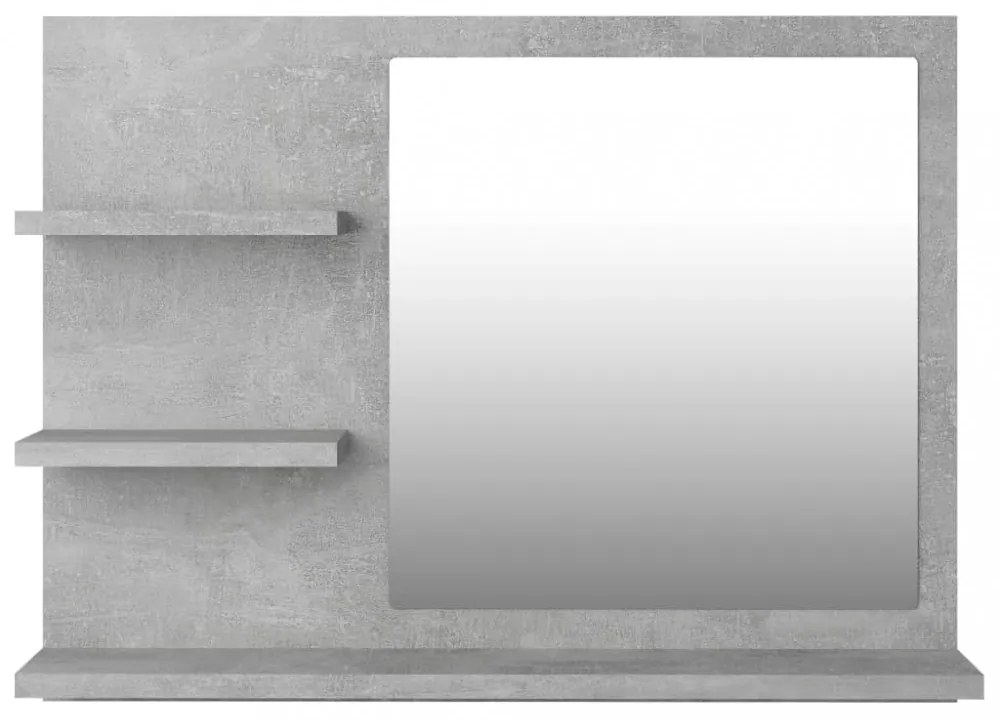 betonszürke szerelt fa fürdőszobai tükör 60 x 10,5 x 45 cm