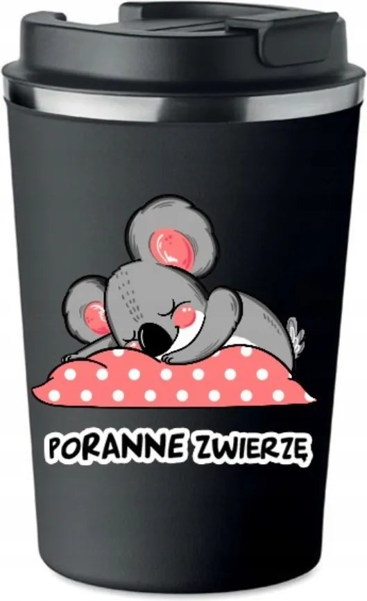 Prémium Termo Bögre fekete ajándék Reggeli Állat koala maci KT_438_cz