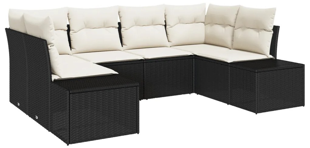 Kerti Kanapé Szett 6 pcs Fekete és krémszínű 234 x 154 x 85 cm