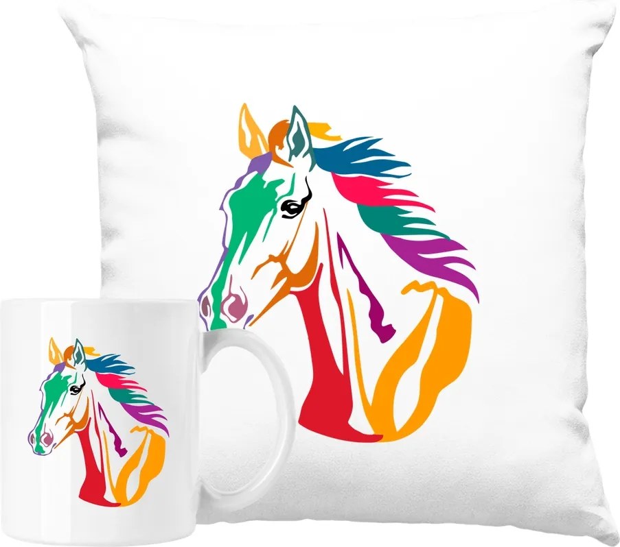 Bögre Szett Párna Ló Virágok Művészet 3 Ötlet Ajándék