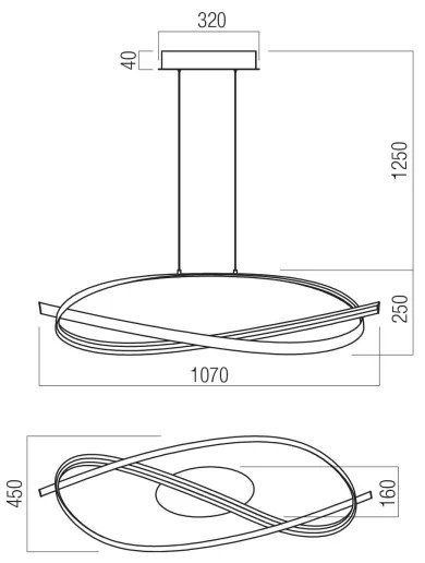 Redo 01-3616 - LED dimmelhető függeszték kábelen IMPULS LED/38W/230V, aranyszínű