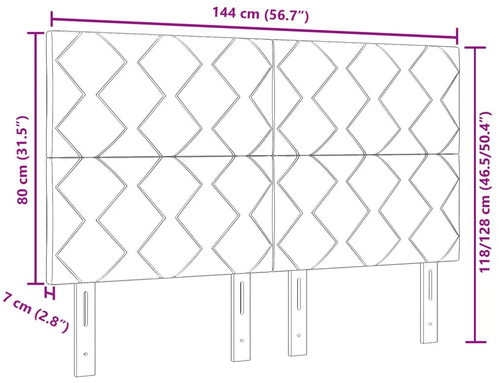 LED Fejtámla Gyémánt Blokk Dizájn Sötétszürke 144 cm Velúrral