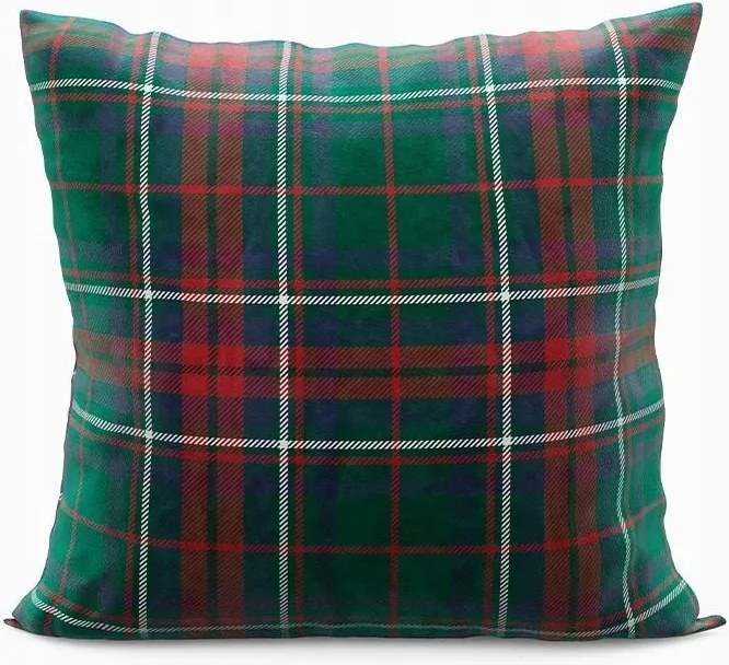Zöld díszpárnahuzat skót karácsonyi kockás motívummal