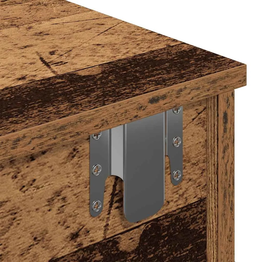 Falipolc fiókokkal régi fa 60x28x15 cm műszaki fa