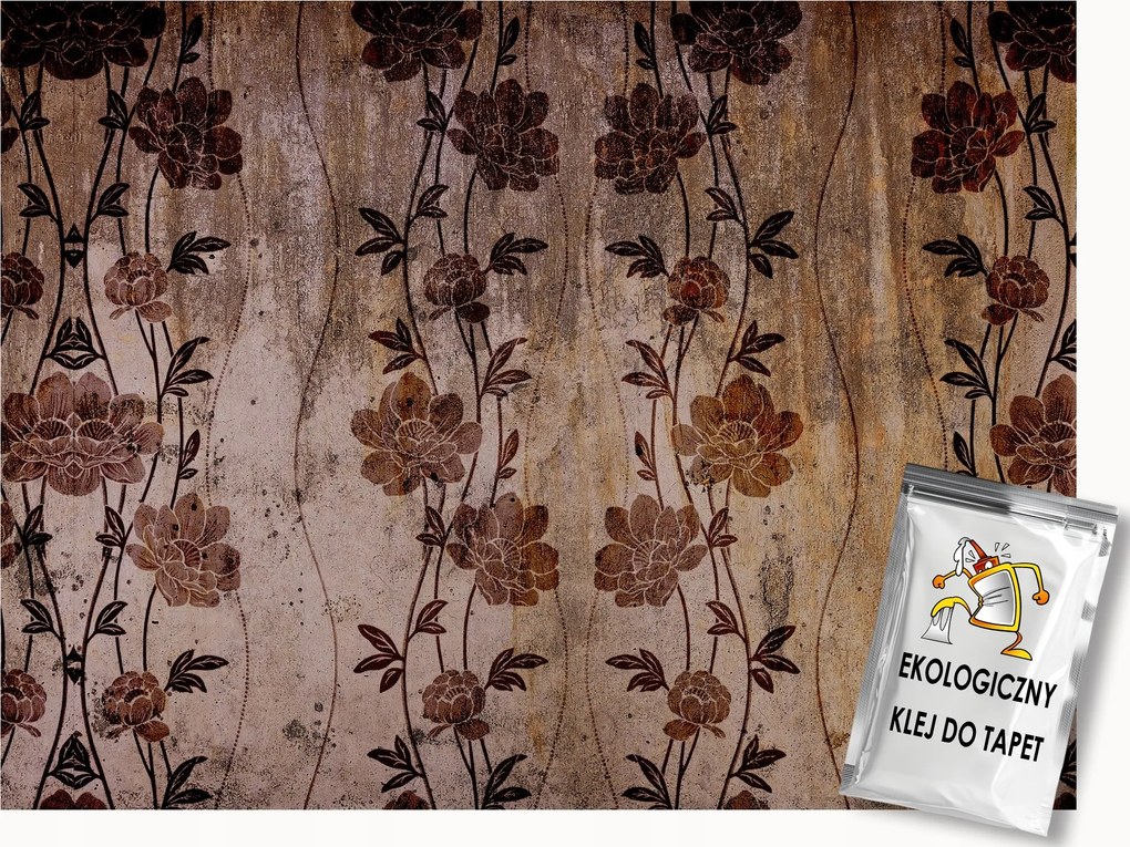 Fotótapéta Flizelina Virágok Vintage Barna Retro Dísz 250x175 ragasztó
