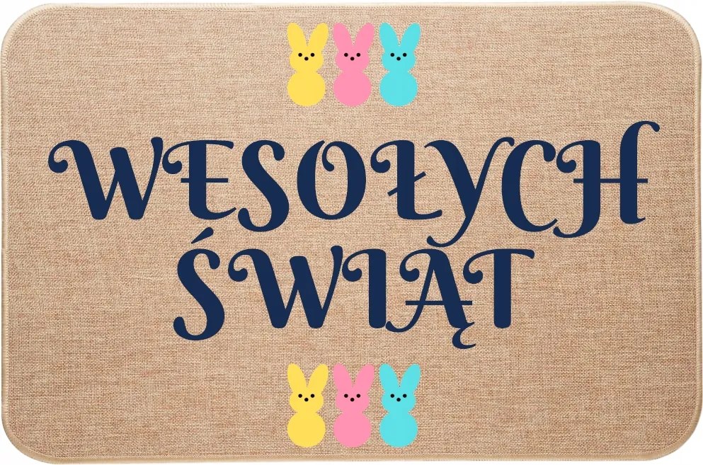 Húsvéti lábtörlő lenvászonból, Happy Easter felirattal Boldog Karácsonyt