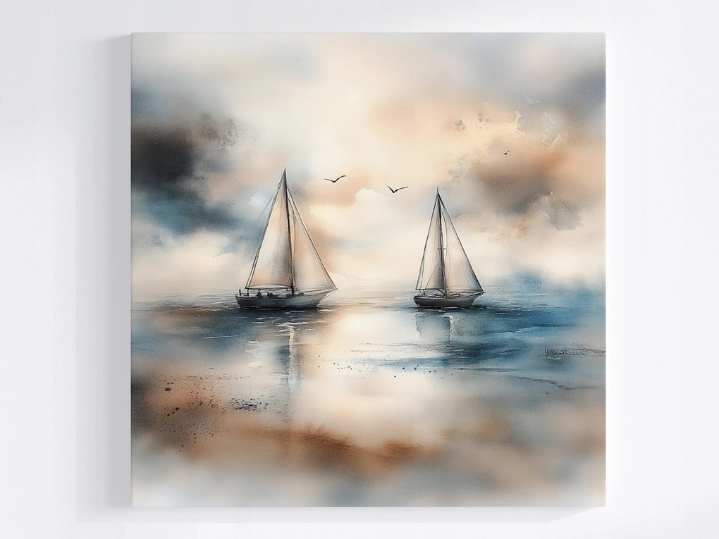 Vászonkép Canvas Tájkép Víz Tó Tenger Vitorlás Pihenés 40x40