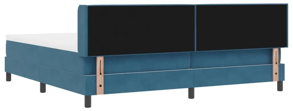 Boxspring Ágy Matrac Kék 200x200 cm Bársony