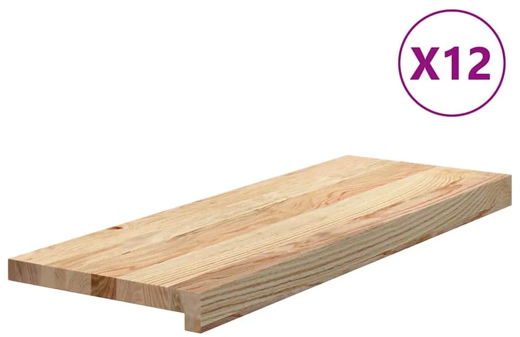 12 db tömör tölgyfa lépcsőfokok kezeletlen 70x25x2 cm