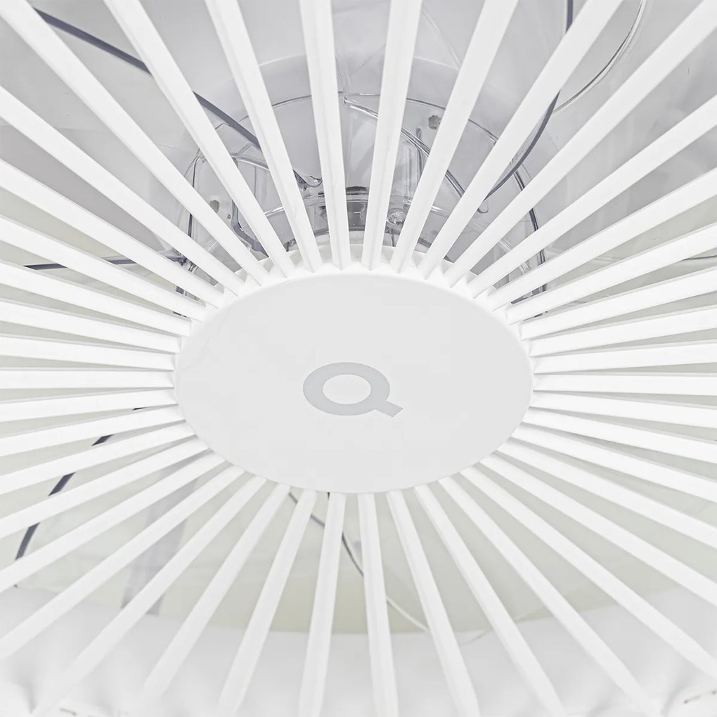 Okos mennyezeti ventilátor fehér 59,5 cm LED-del, fényerőszabályzóval és távirányítóval - Deniz