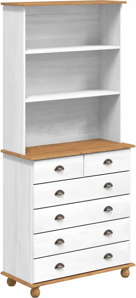 vidaXL Kagy fiókkal ASKIM Fehér 91 x 40 x 200,5 cm Tömör fenyőfa