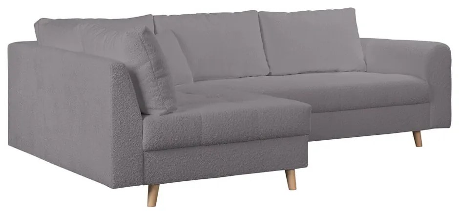 Sötétszürke buklé sarokkanapé (bal oldali) Ariella – Ropez